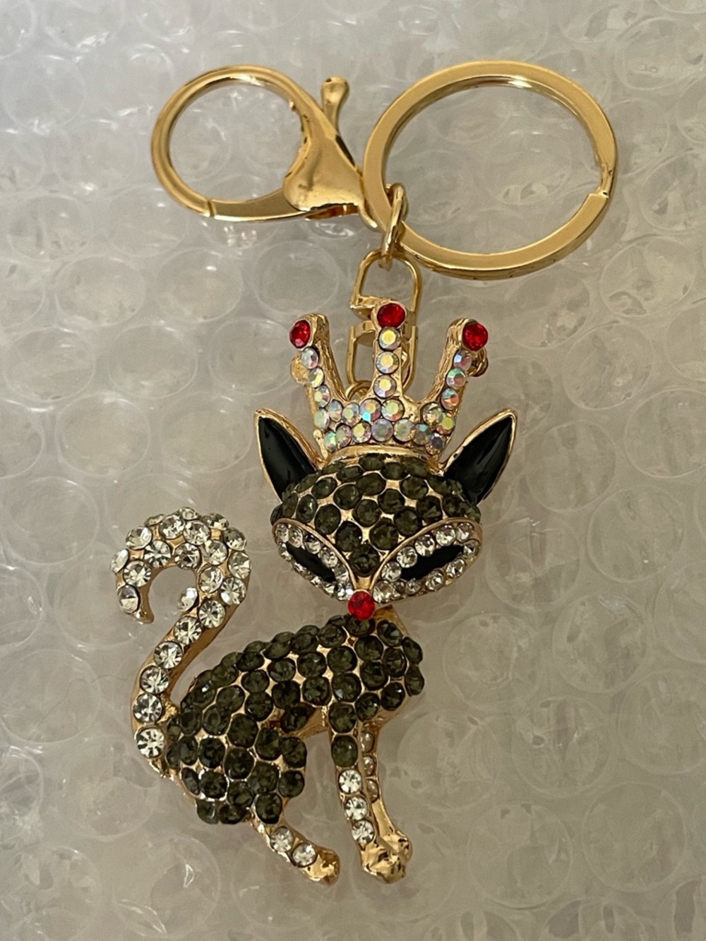 Black Crystal Fox Keychain